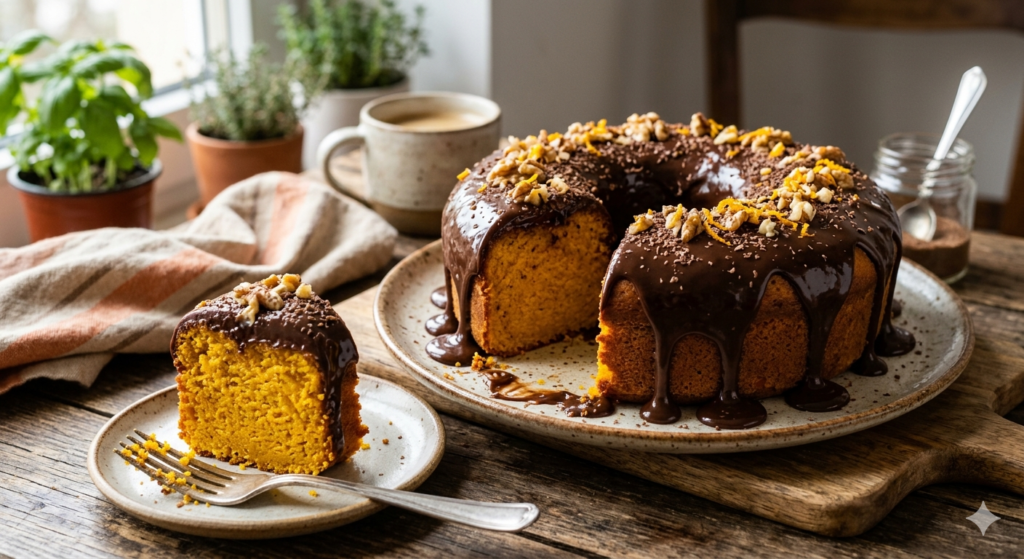 bolo de cenoura com cobertura de chocolate
