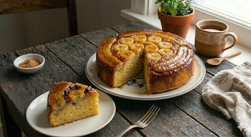 bolo de banana caramelizada